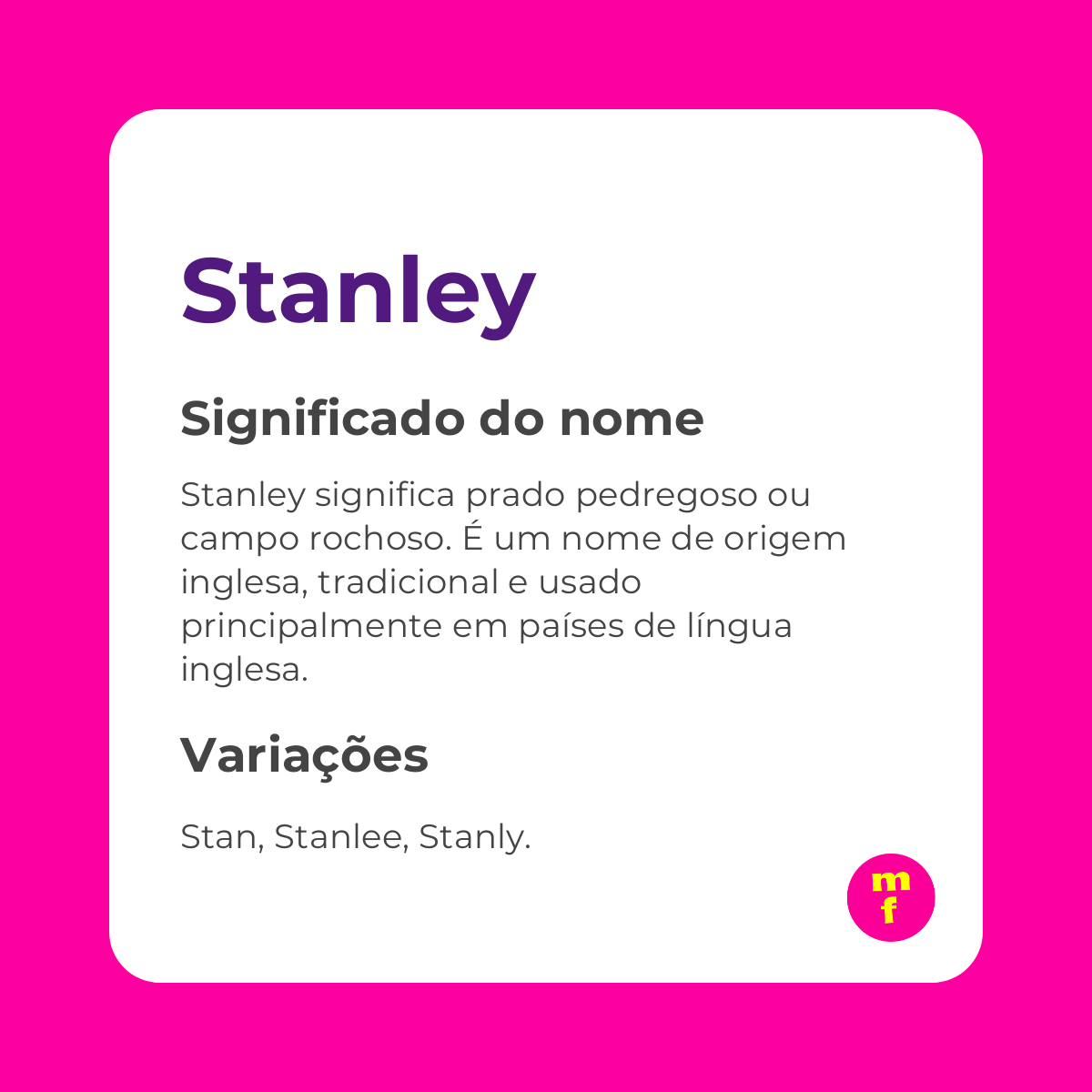 O que significa o nome Stanley?