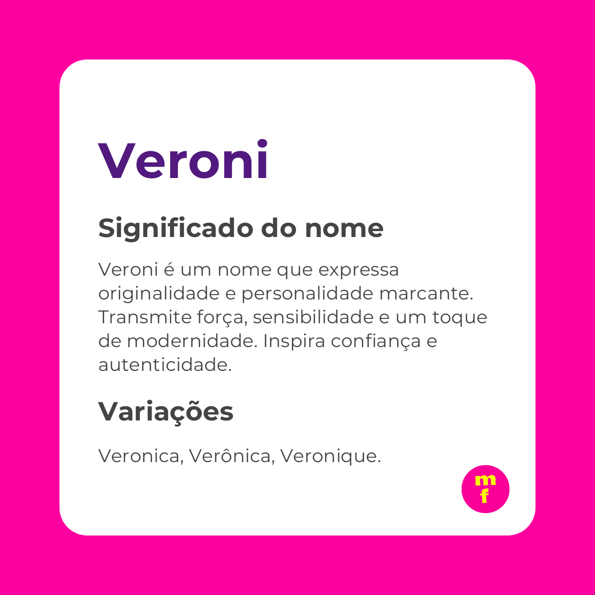 O que significa o nome Veroni?