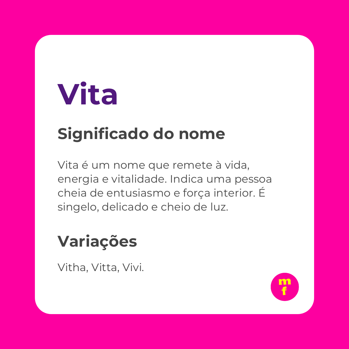 O que significa o nome Vita?