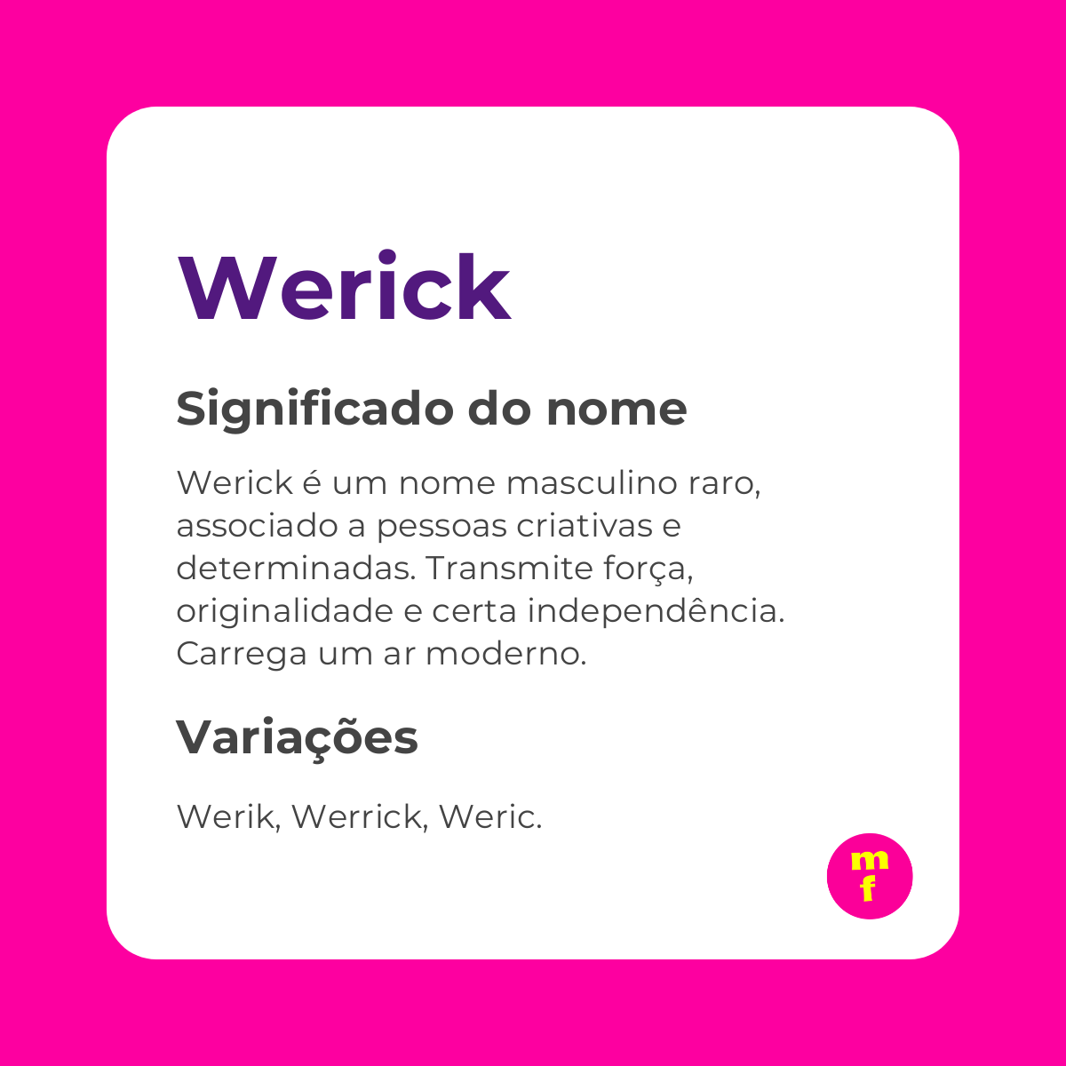 O que significa o nome Werick?