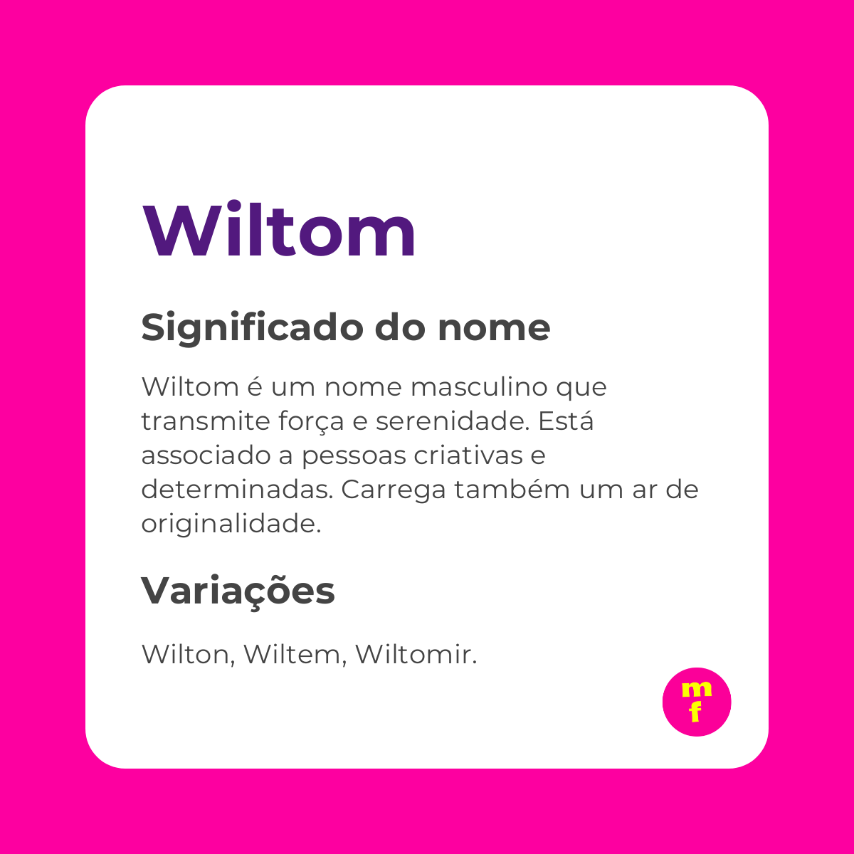 O que significa o nome Wiltom?